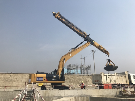 Acessório do braço telescópico de Clamshell Bucket KM220 da máquina escavadora para o trabalho da fundação